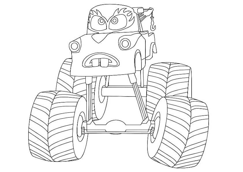 Sarjakuva monsteriauto Värityskuva