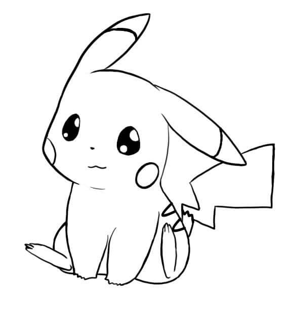 Söpö Pikachu-istuminen Värityskuva