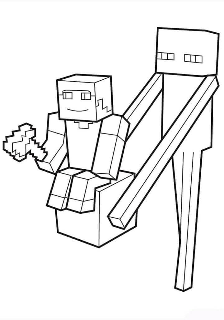 Steve Funny Endermanin Kanssa Värityskuva