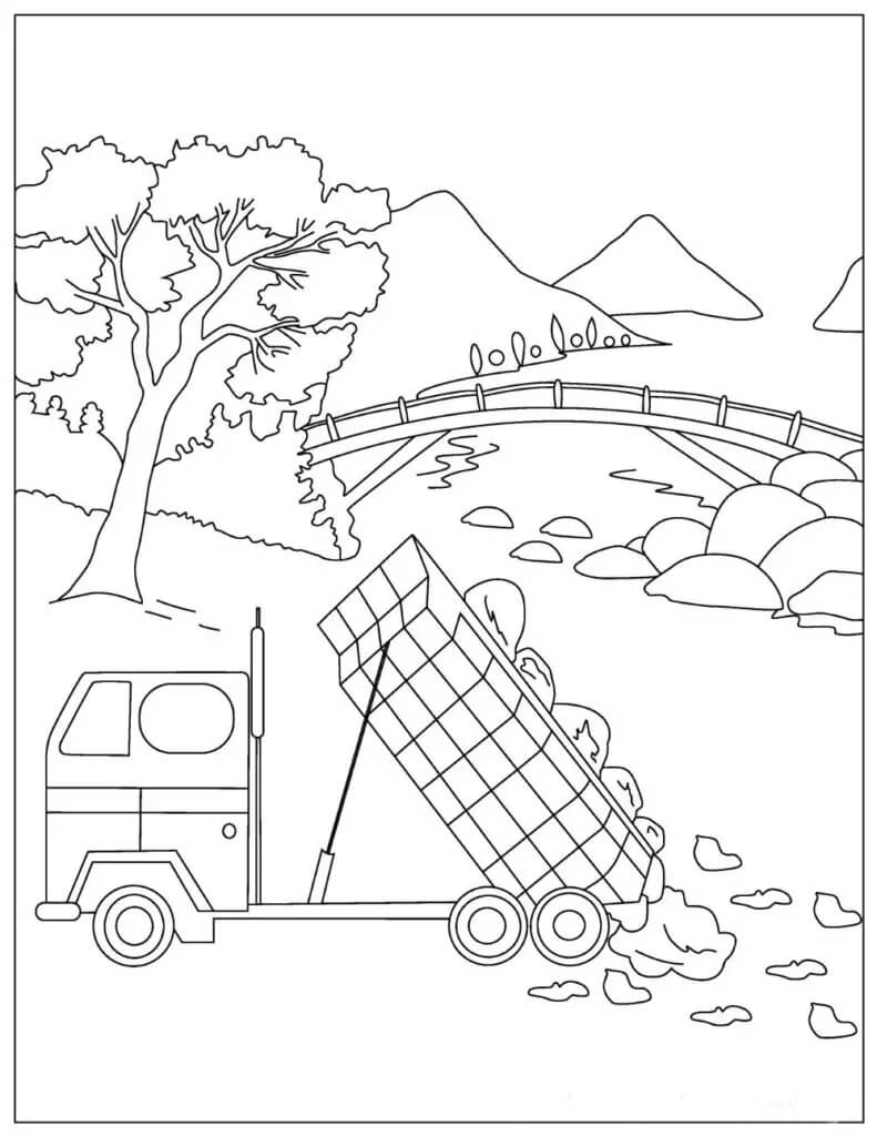 Truck Dumps Leaves Värityskuva