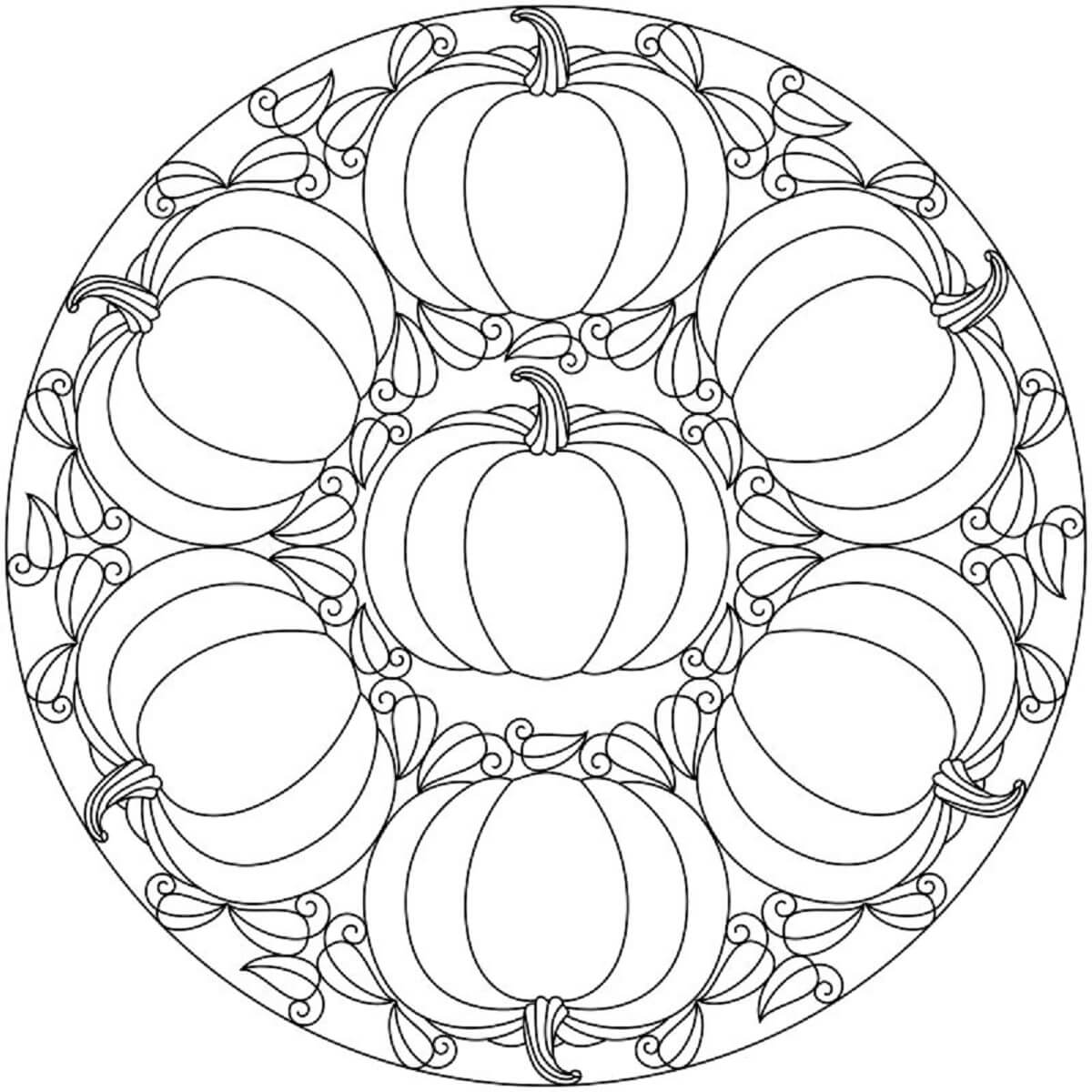 Yksinkertainen Halloween Mandala Värityskuva