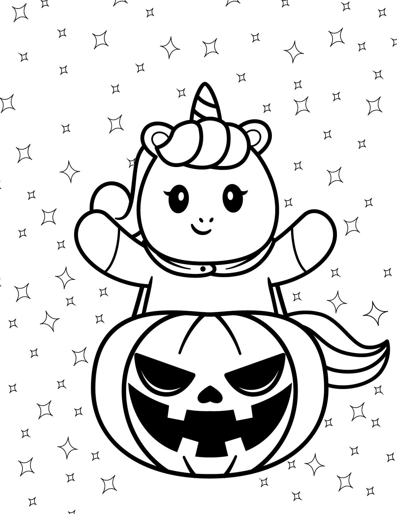 Yksisarvinen Halloweenissa Värityskuva