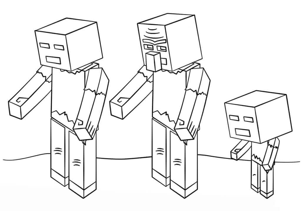 Zombeja Perhe Sisään Minecraft Värityskuva