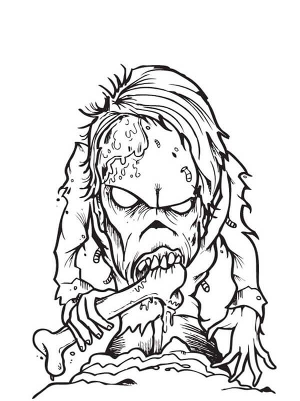 Zombie syö luuta Värityskuva