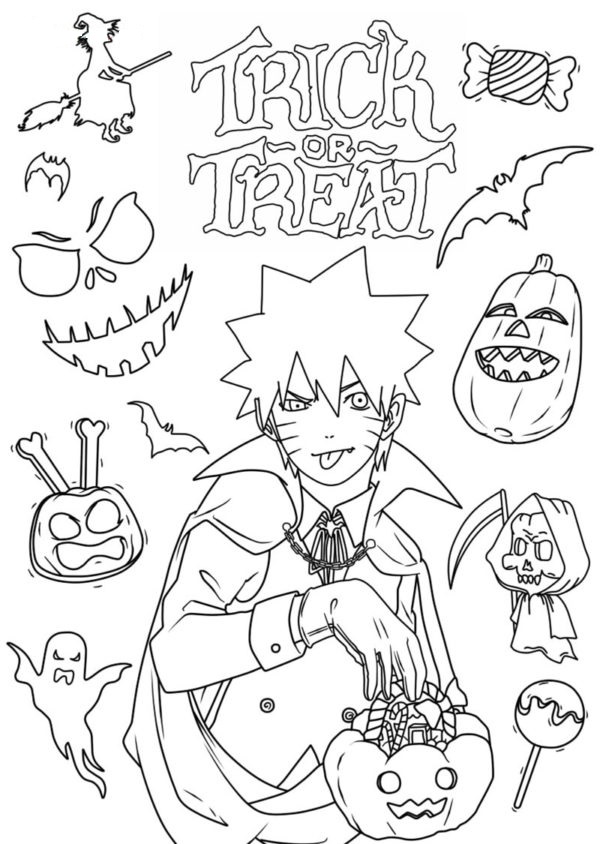 Halloween Naruto värityssivu Värityskuva