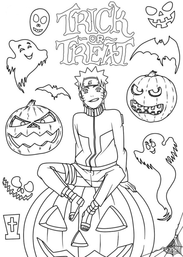 Laadukas värityssivu Naruto Halloweenille Värityskuva