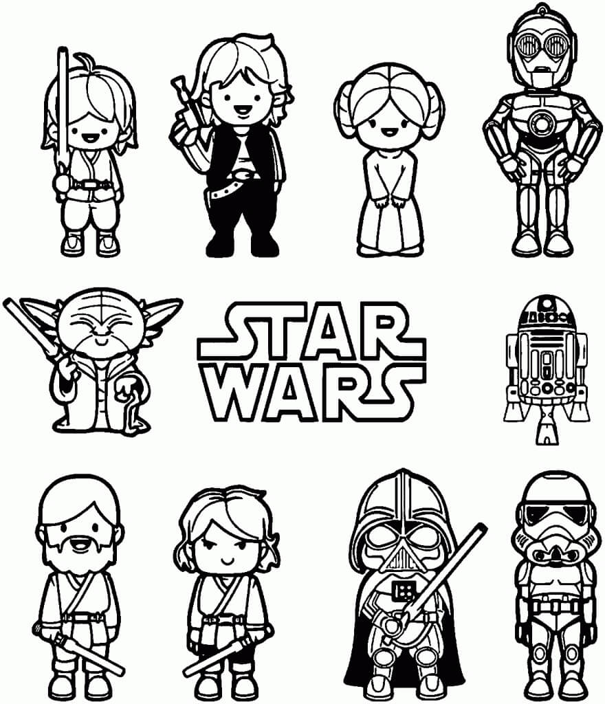 Chibi Hahmot Tähtien sota Värityskuva