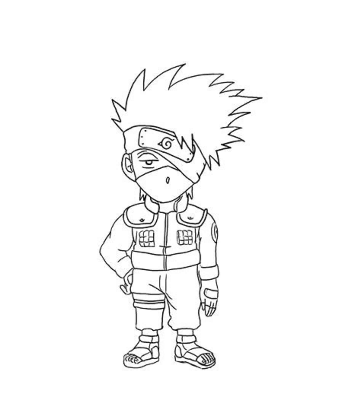 Chibi Kakashi seisomassa Värityskuva