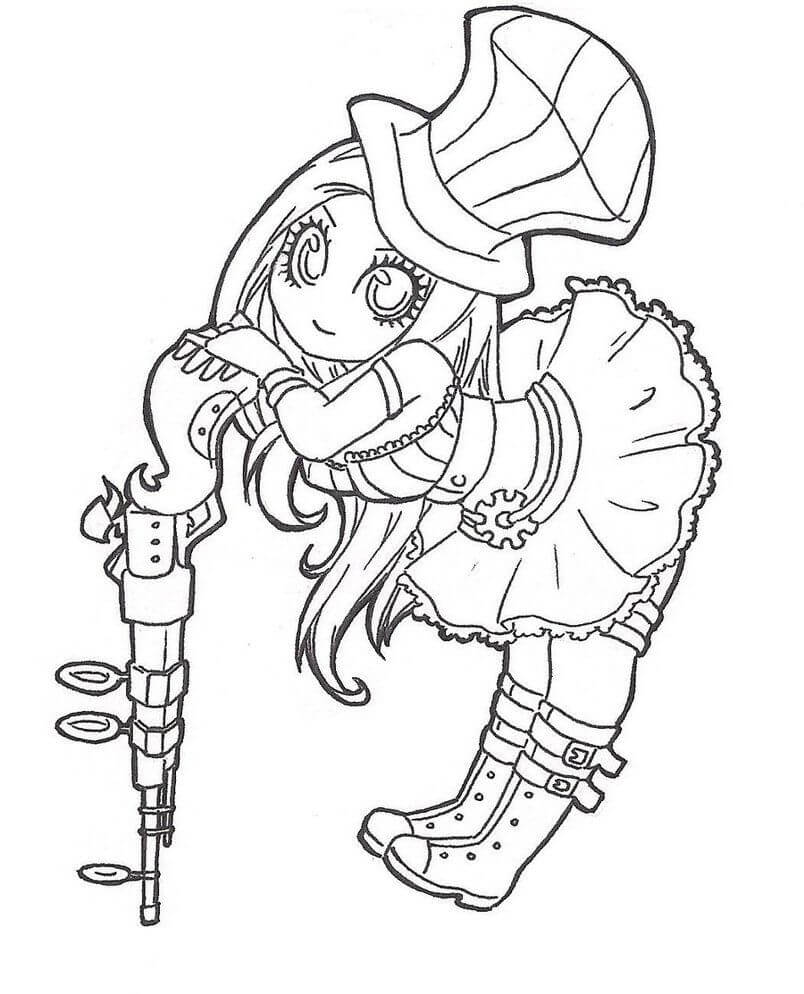 Hymyilevä Chibi Caitlyn Värityskuva