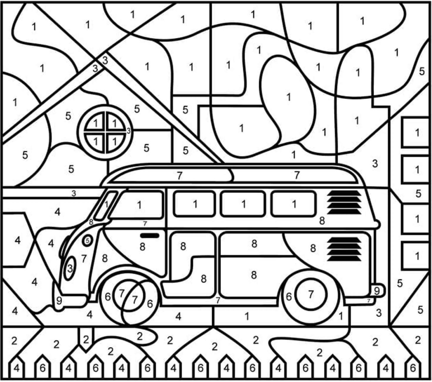 Kuorma-auton väri numeron mukaan coloring pages