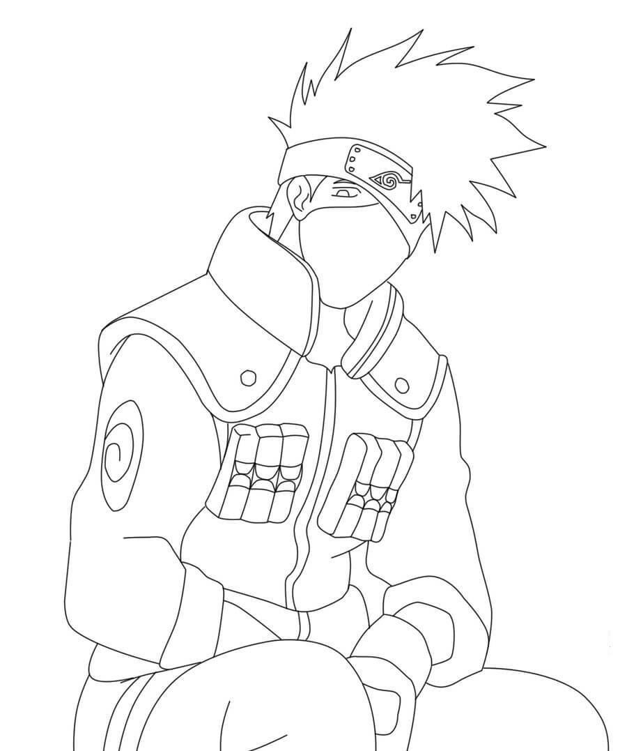 Kakashi istuu Värityskuva