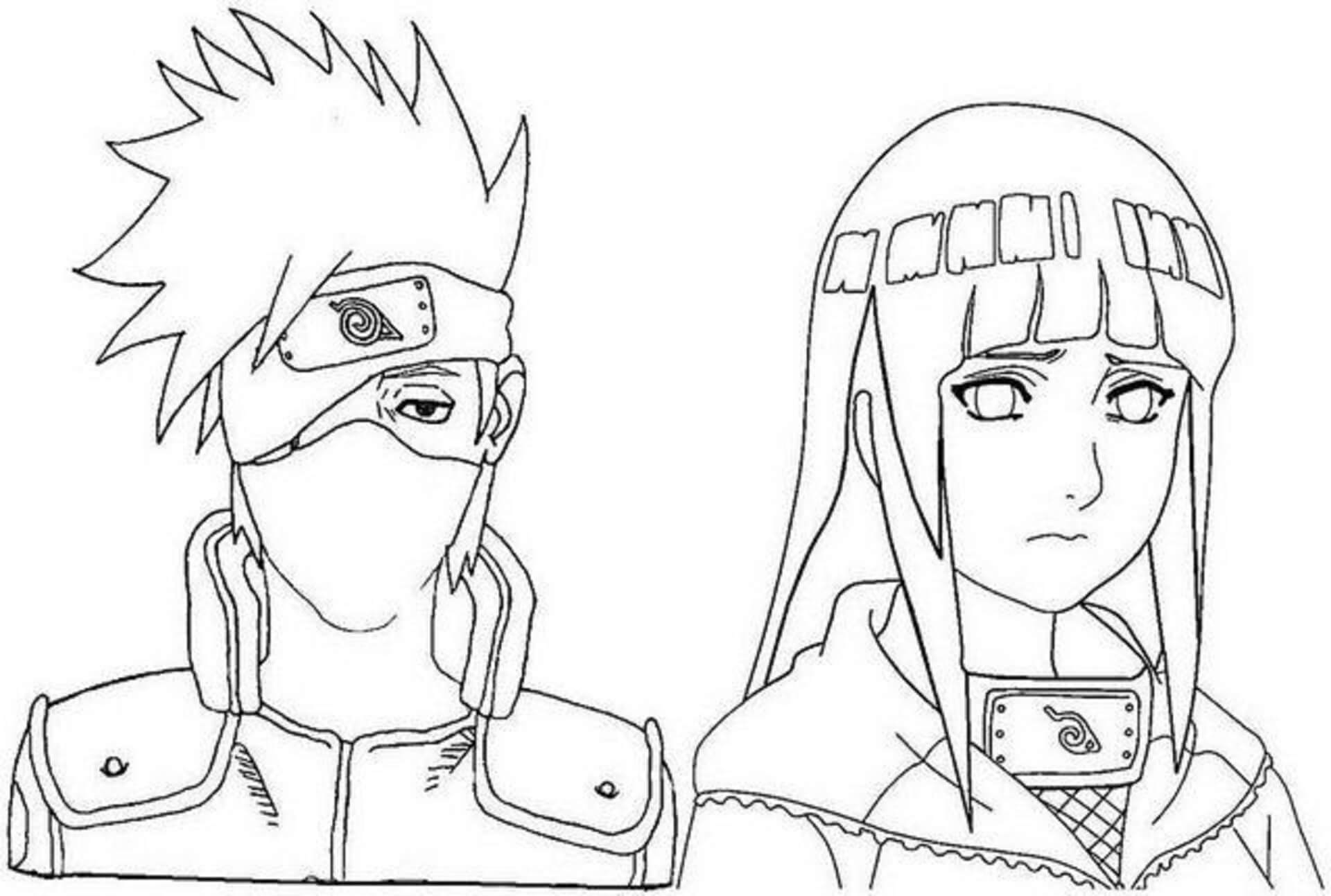 Kakashi ja Hinata Face Värityskuva