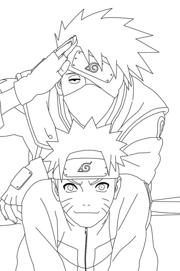 Kakashi ja Naruto Värityskuva