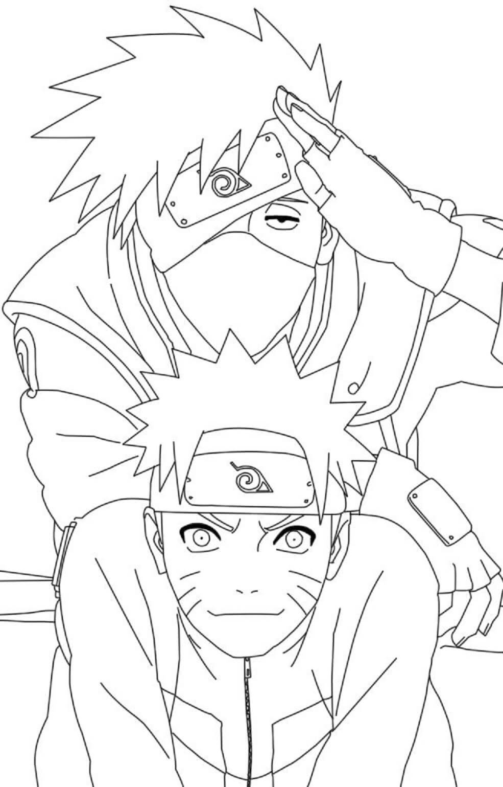 Kakashi ja Naruto Värityskuva