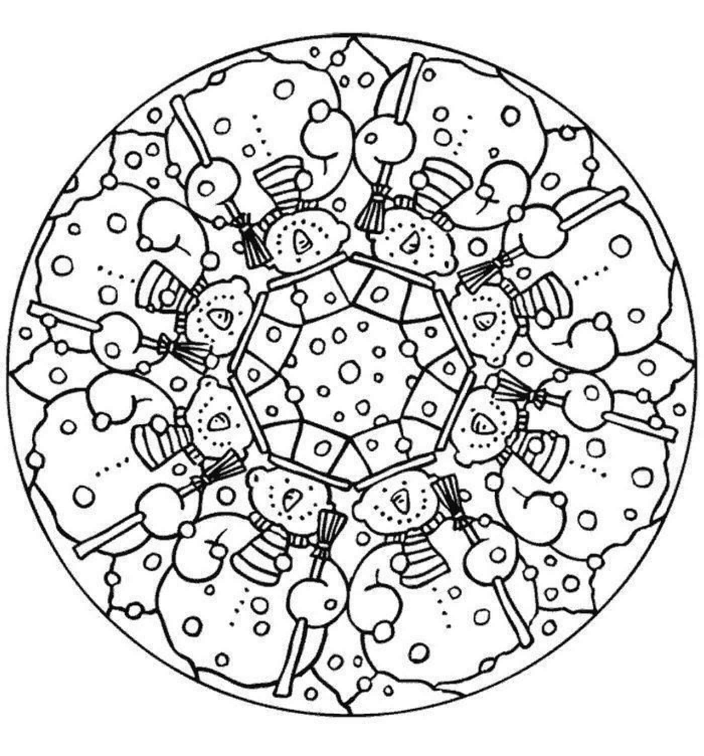 Lumiukon mandala Värityskuva