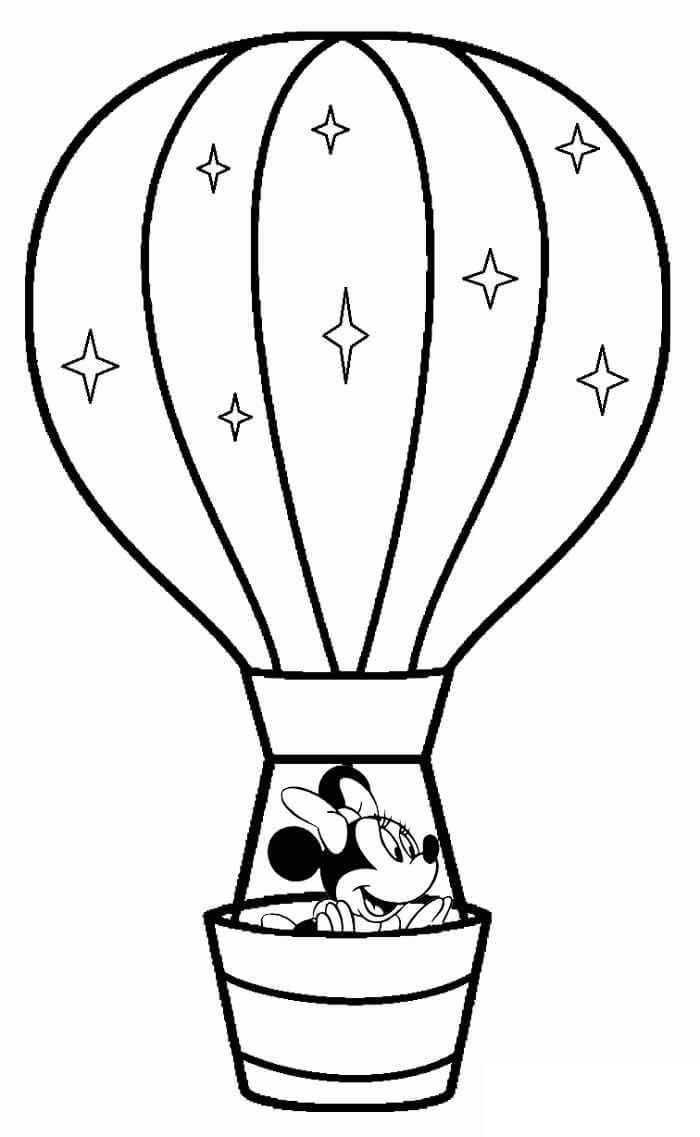 Minni Hiiri kuumailmapallossa Värityskuva