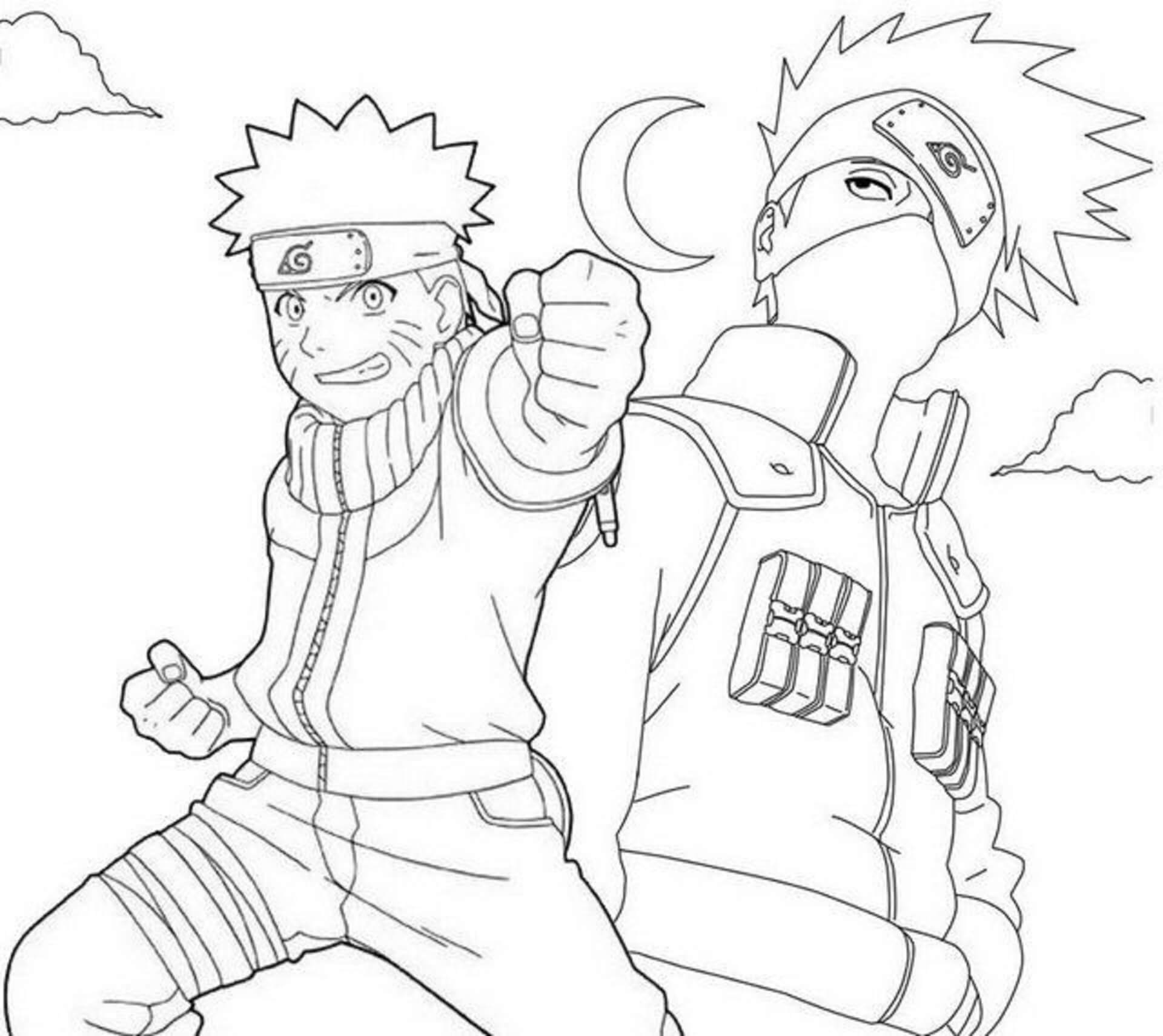 Naruto ja Kakashi Värityskuva