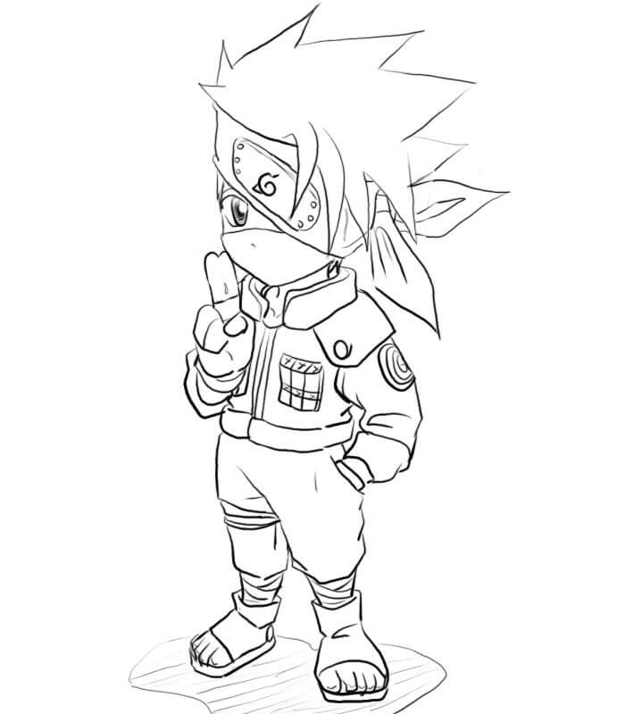 Piirustus Chibi Kakashi Värityskuva