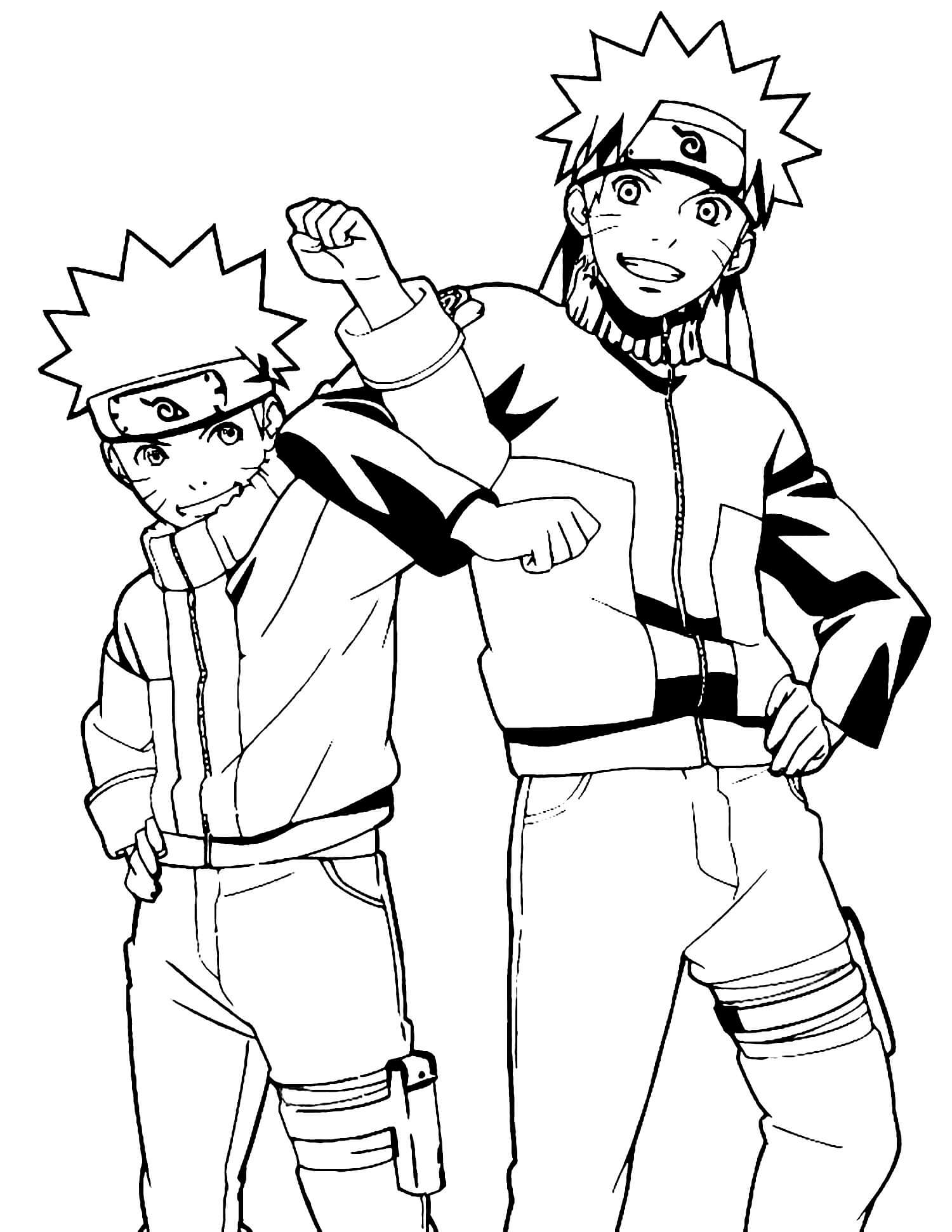 Pikku Naruto ja Naruto Värityskuva