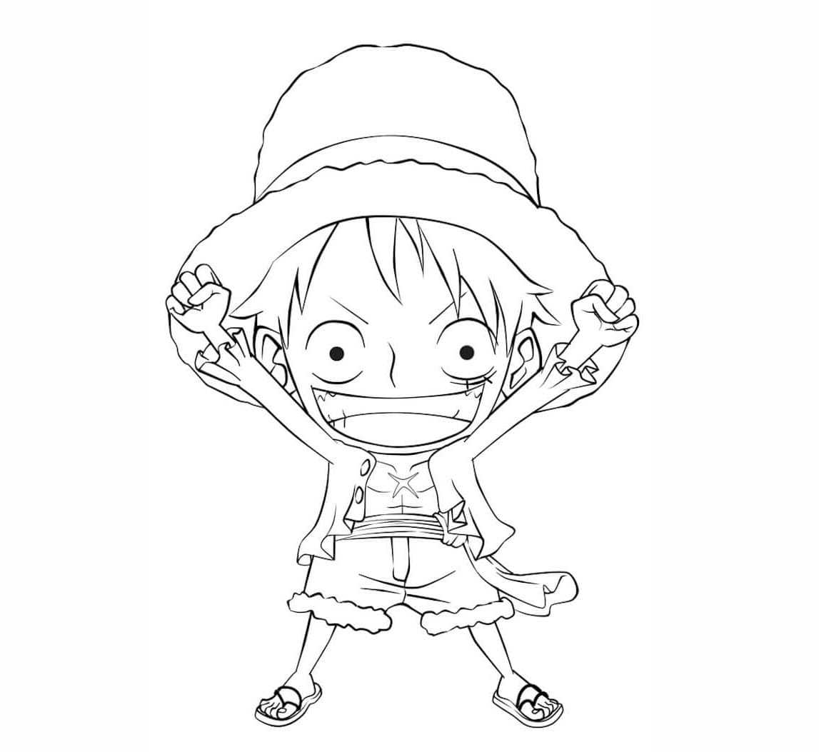 Cute Chibi Luffy Coloring Värityskuva