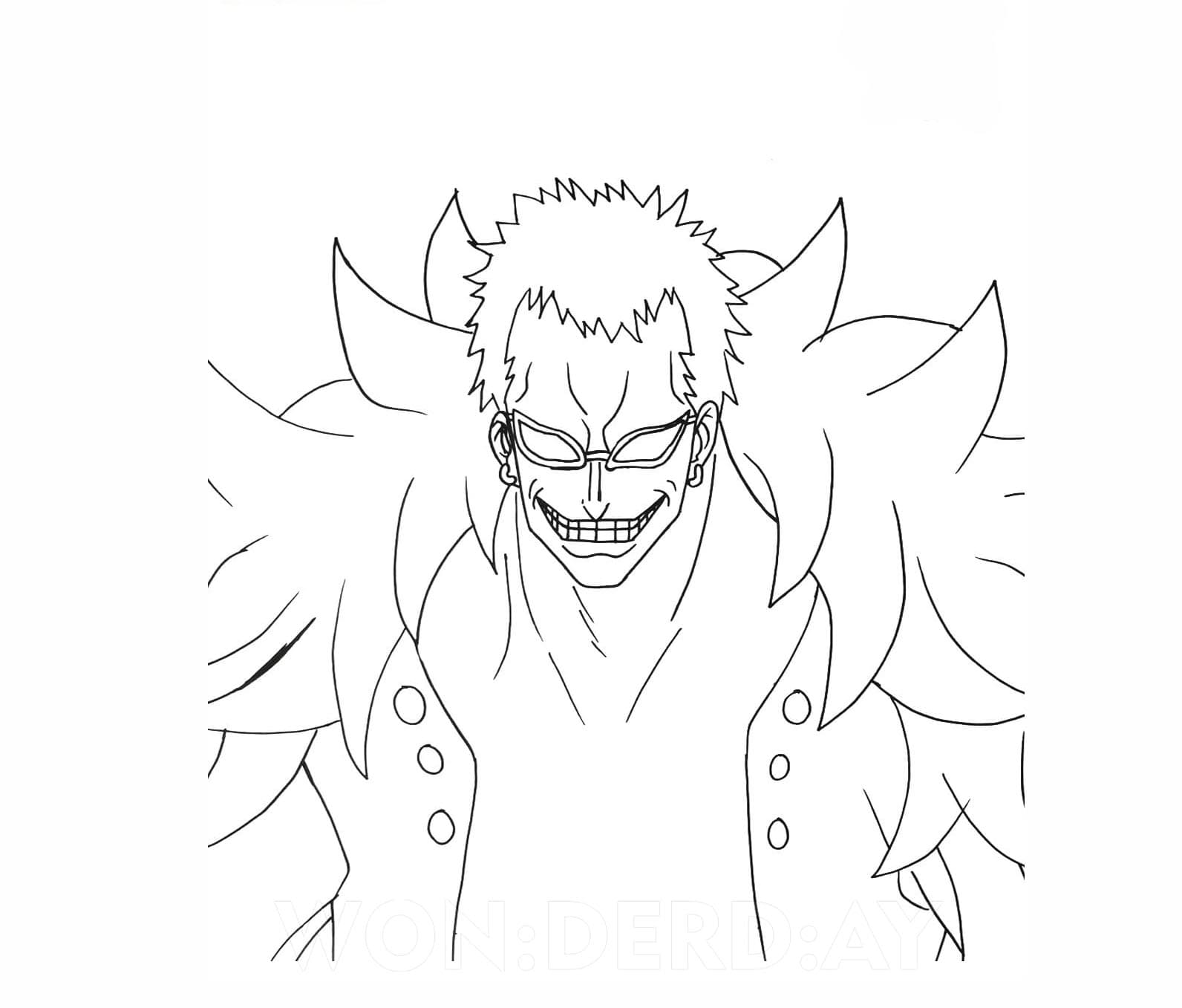Doflamingo in One PIece Coloring Värityskuva
