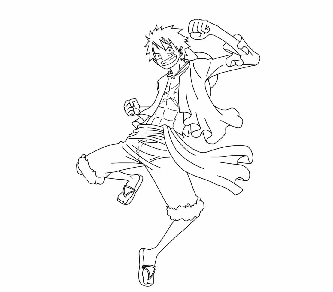 Luffy Punch Coloring Värityskuva