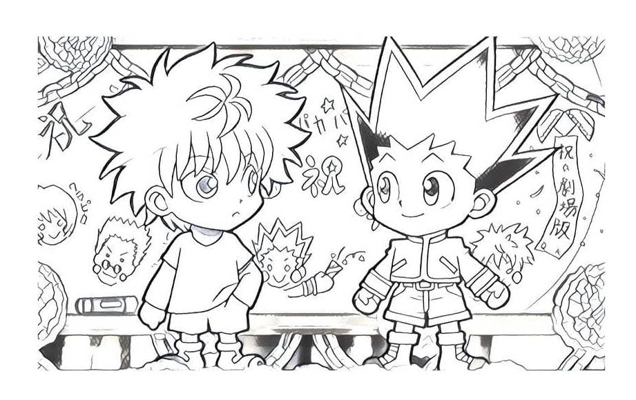 Chibi Gon ja Killua Värityskuva