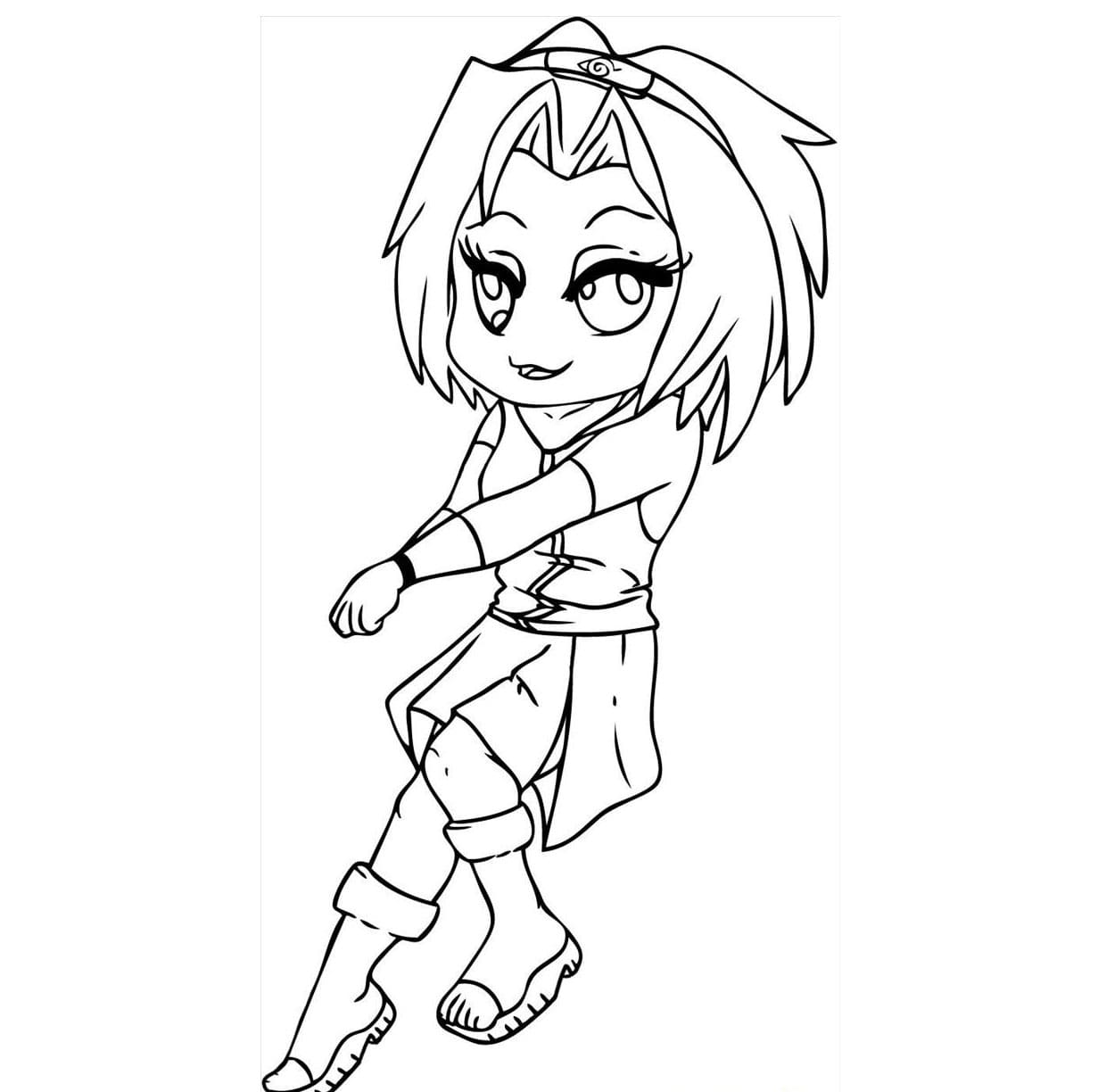 Suloinen Chibi Sakura Värityskuva