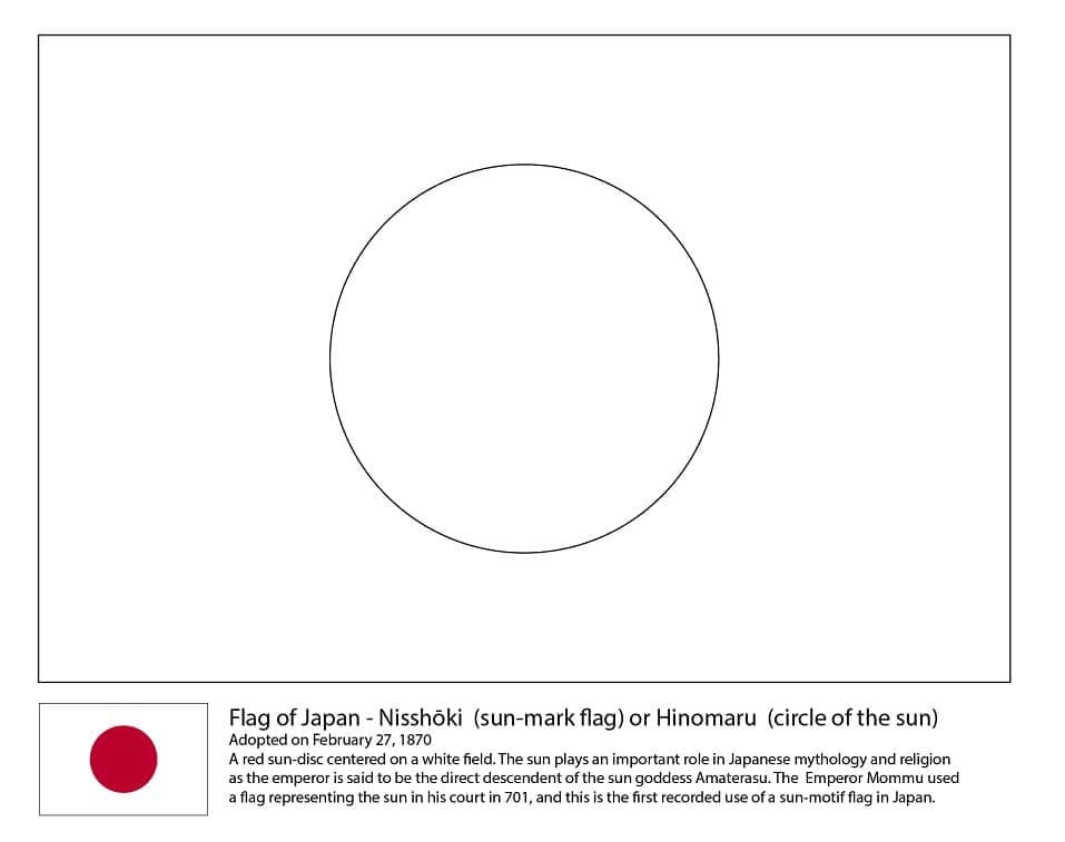 Free Japan Flag Outline Värityskuva