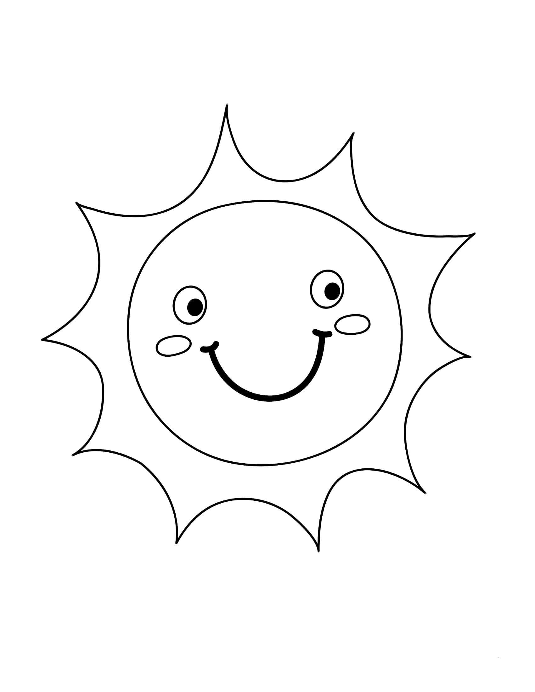 Print Sun Outline for Kids Värityskuva