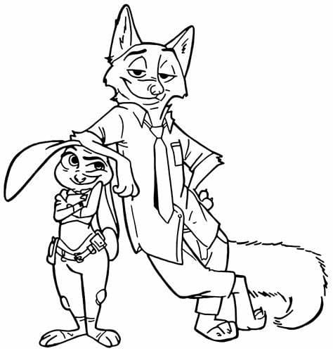 Free Nick ja Judy Image Värityskuva