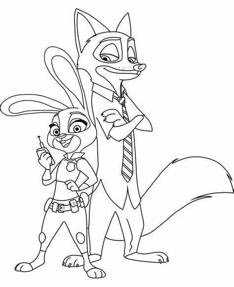 Hyvää Nick ja Judy Image Värityskuva