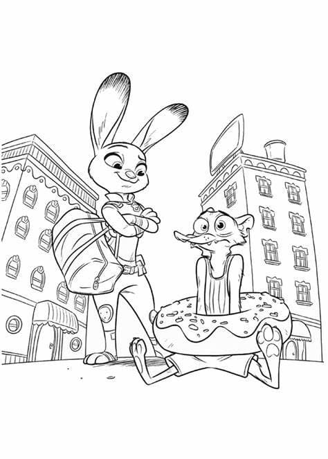 Nick ja Judy Image Värityskuva
