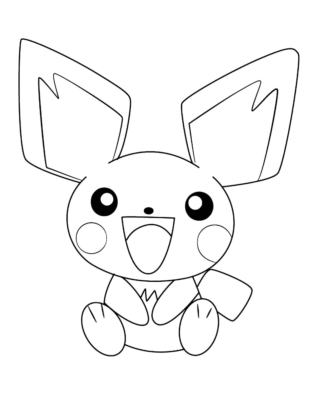 Pichu istuu Värityskuva