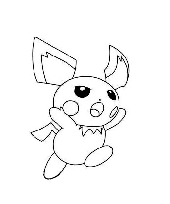 Pichu juoksee Värityskuva
