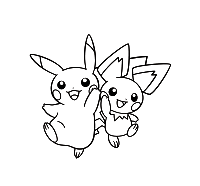 Pichu Pikachun kanssa Värityskuva