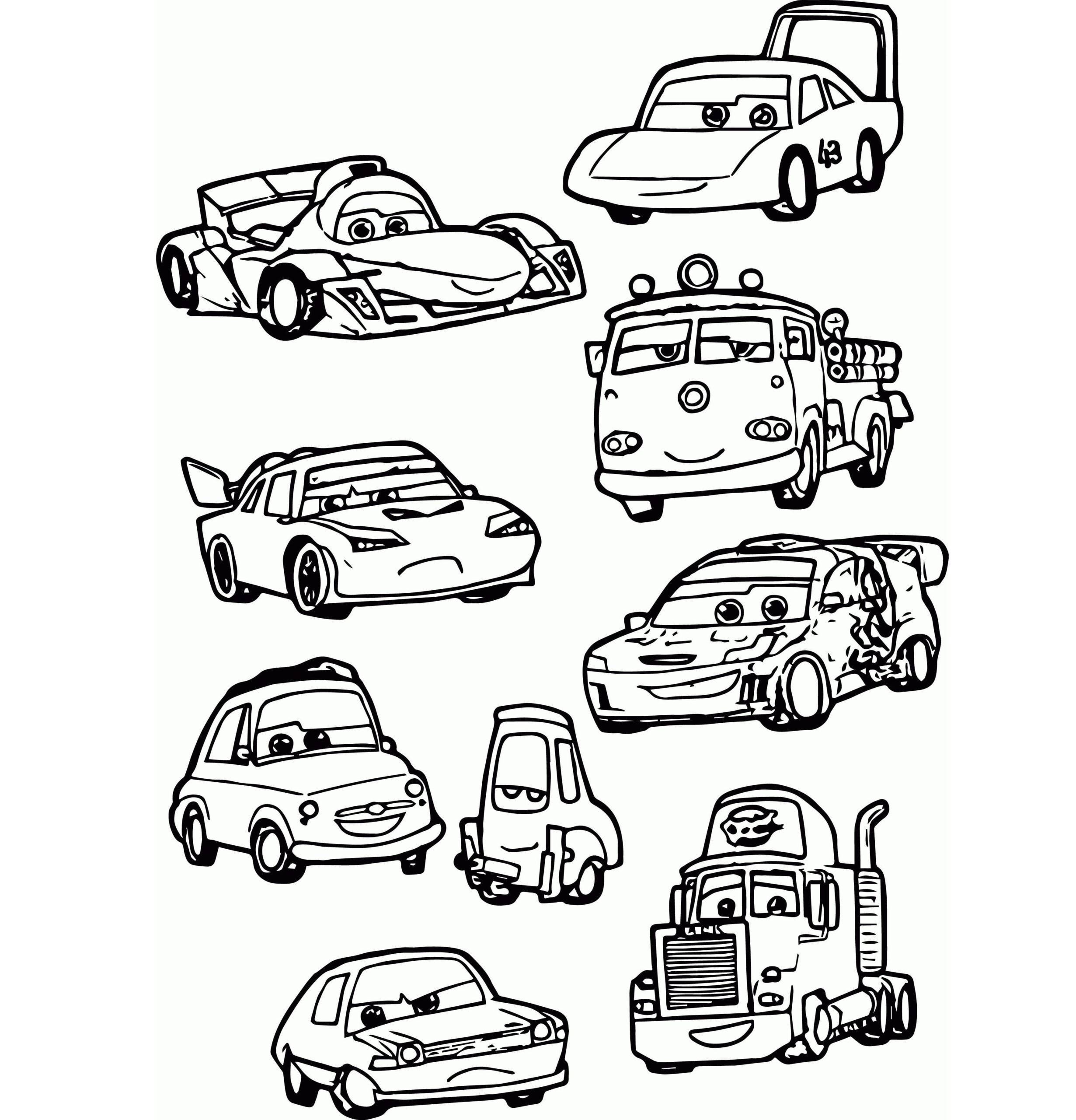 Sarjakuva-autot Värityskuva