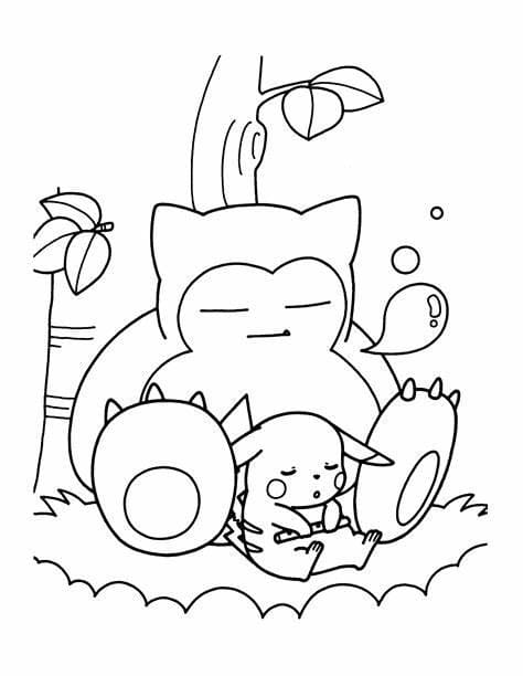 Snorlax ja Pikachu Värityskuva