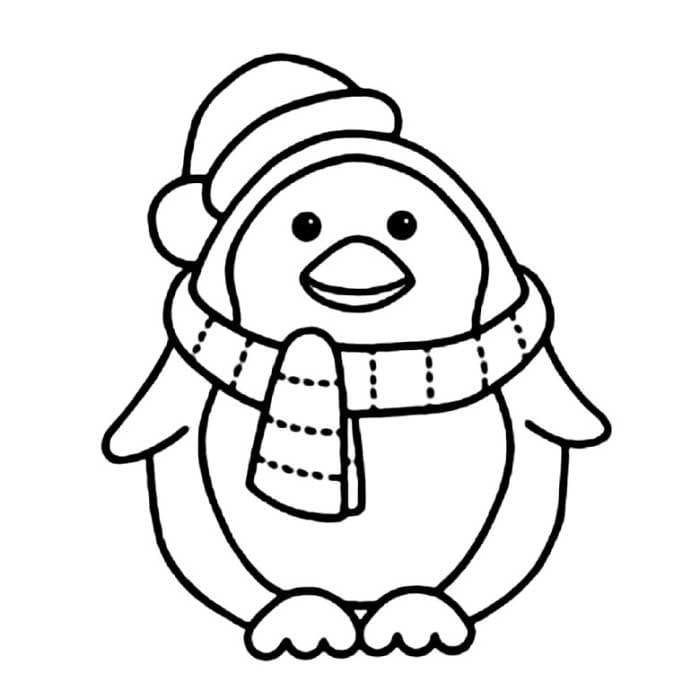 Söpöjä pingviinejä Värityskuva