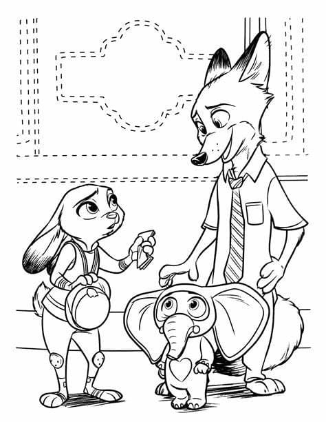 Tulostettava Zootropolis Outline Värityskuva