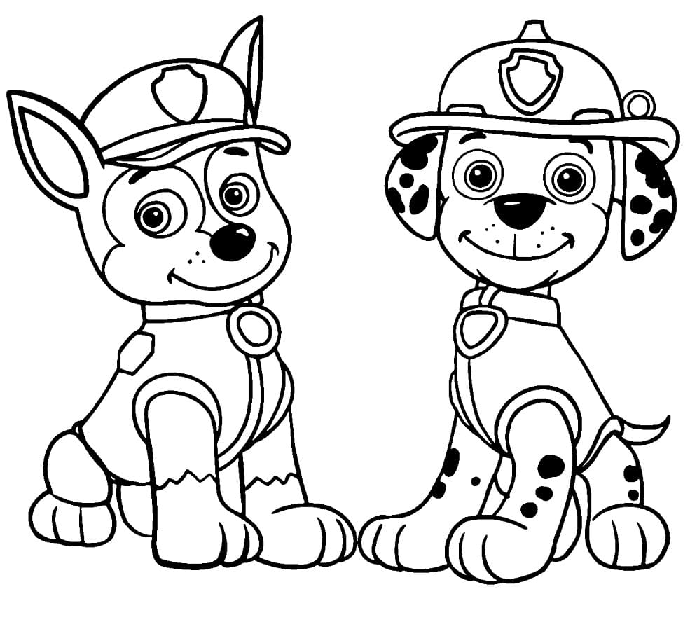 Chase Ja Marsalkka Paw Patrol Värityskuva