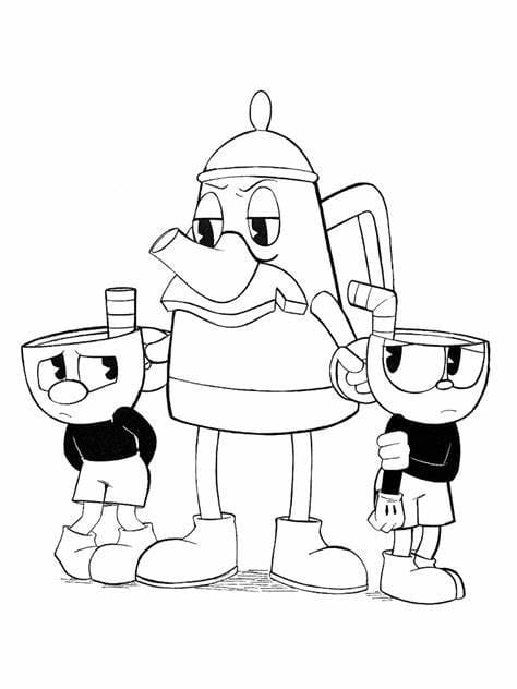 Cuphead-kuvan ääriviivat Värityskuva