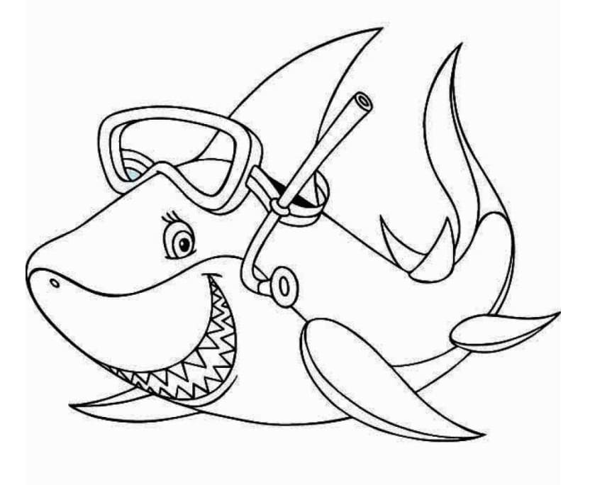Free Printable Shark Värityskuva