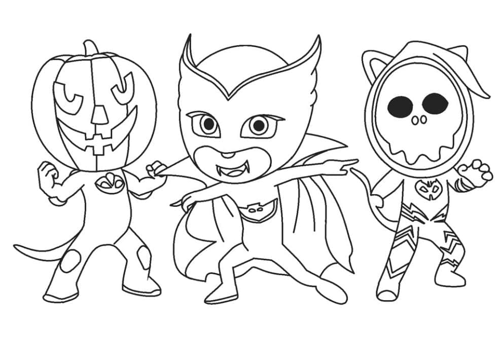 Halloween PJ Masks Värityskuva