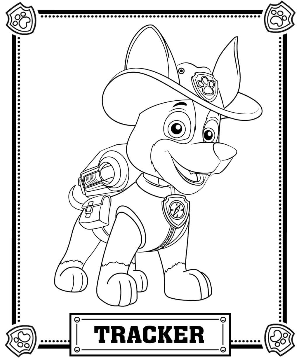 Iloinen Jaljittaja Paw Patrol Värityskuva