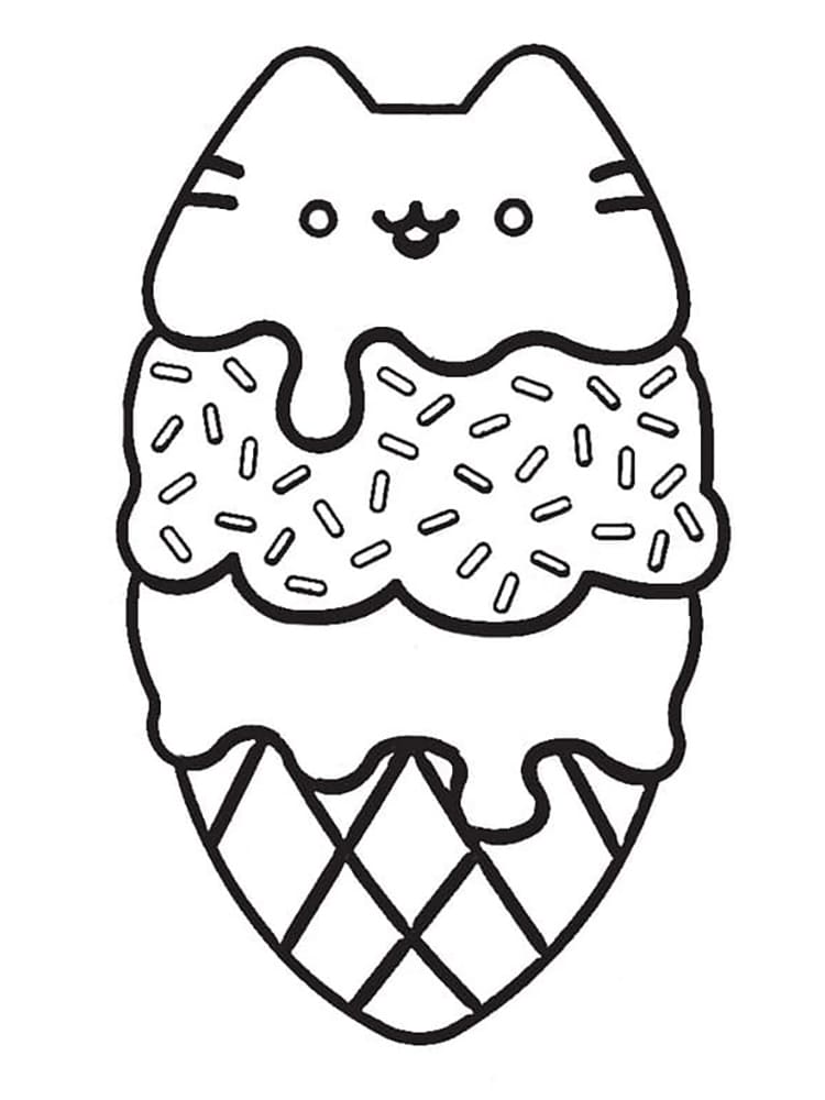 Jäätelö Pusheen Värityskuva