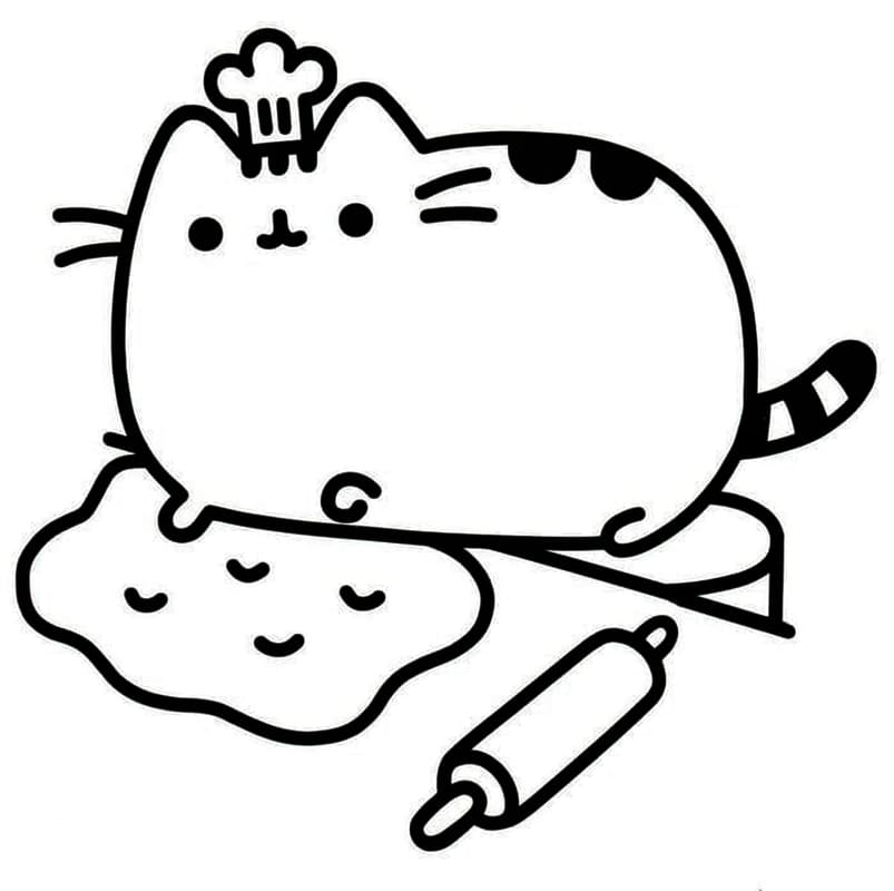 Kokki Pusheen Värityskuva