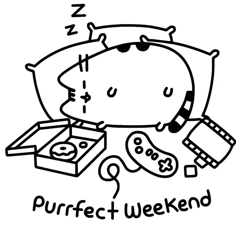 Laiska Pusheen Värityskuva