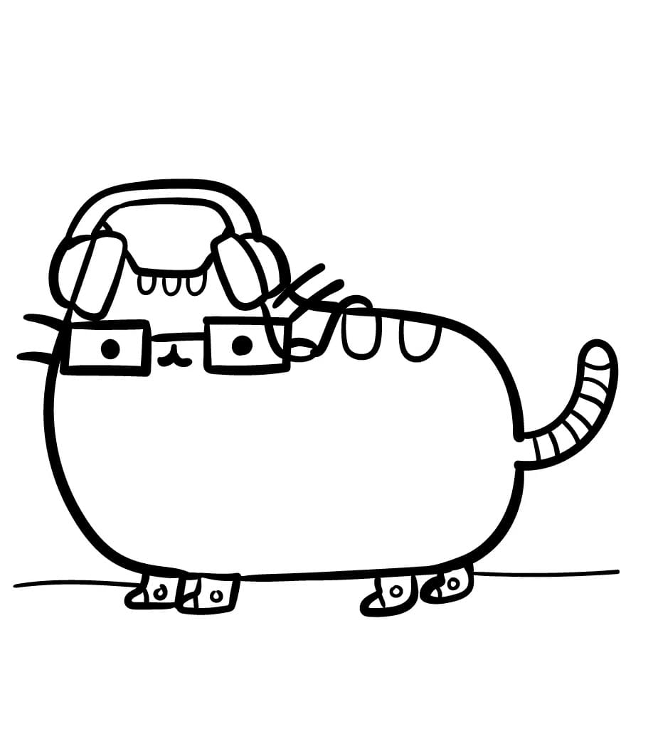 Nörtti Pusheen Värityskuva