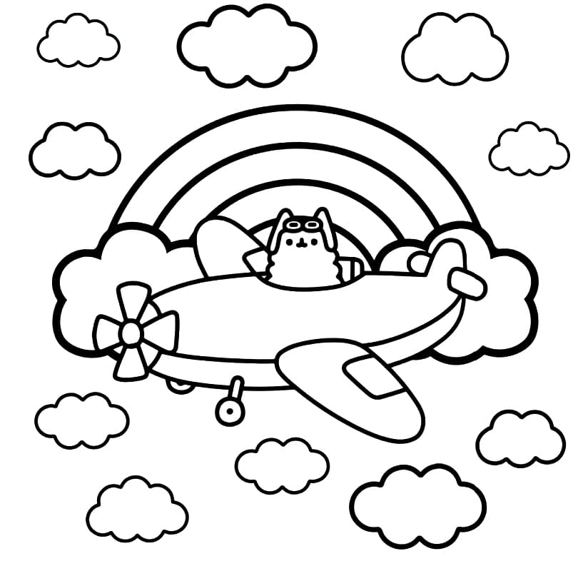Pilotti Pusheen Värityskuva